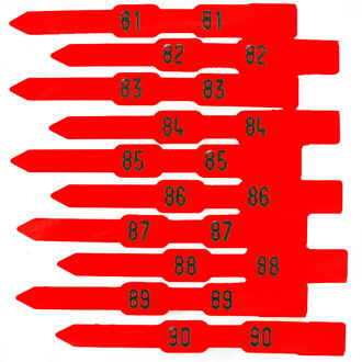 Enkelband voor koeien genummerd serie rood 61-70