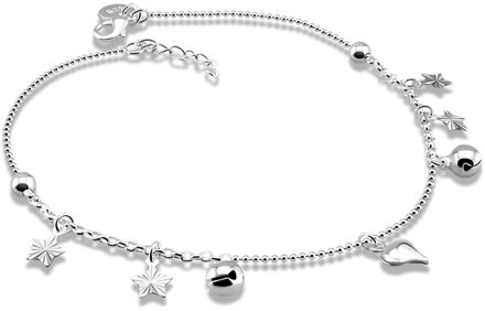 Enkelband Voor Vrouwen 925 Sterling Zilver Zilver Kleur Mode Voet Sieraden Zomer Strand Barefoot Sandalen Armband Cadeau Voor Meisje