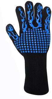 Enkele Hittebestendig Bbq Fire Handschoenen Koken Grill Oven Handschoenen Vlamvertragende Antislip Brandwerende Keuken Handschoenen