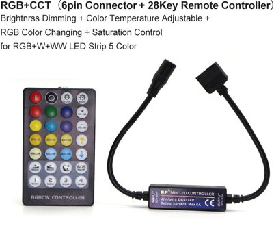 Enkele Kleur/Cct/Rgb/Rgbw/Rgb + Cct Rf 17/28Keys Draadloze Afstandsbediening dc 5-24V Voor 2835 5050 5630 5730 Led Strip Verlichting RGBCCT
