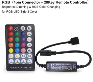 Enkele Kleur/Cct/Rgb/Rgbw/Rgb + Cct Rf 17/28Keys Draadloze Afstandsbediening dc 5-24V Voor 2835 5050 5630 5730 Led Strip Verlichting