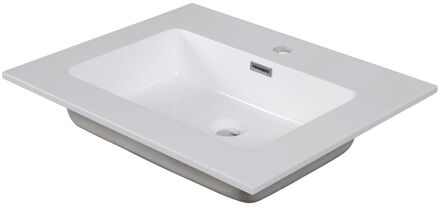 Enkele Wastafel Napoli - Keramiek - Glanzend - Wit - 48cm