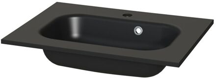 Enkele Wastafel S-line - Polybeton - Ovaal Mat - Zwart - 60,2cm
