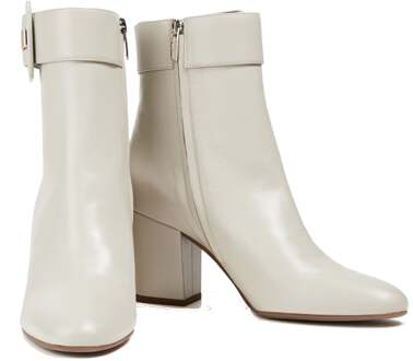 enkellaarsjes van leer met gesp Wit