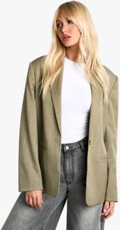 Enkelrijige Kastige Oversized Blazer, Khaki - 38