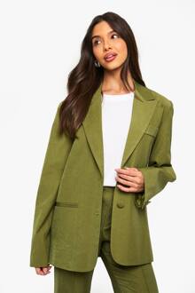 Enkelrijige Relaxed Fit Getailleerde Blazer, Olive - 36
