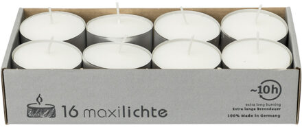 Enlightening Candles 16x Maxi grote theelichten wit 10 branduren in doos - Waxinelichtjes