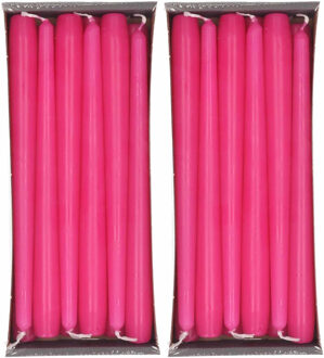 Enlightening Candles 24x Fuchia roze dinerkaarsen 25 cm 8 branduren