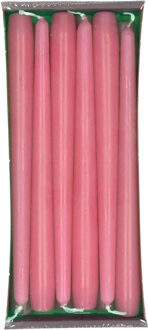 Enlightening Candles 24x Lange kaarsen oud roze 25 cm 8 branduren dinerkaarsen/tafelkaarsen - Dinerkaarsen