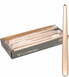 Enlightening Candles 24x Metallic antiek gouden dinerkaarsen 25 cm 8 branduren - Dinerkaarsen Goudkleurig