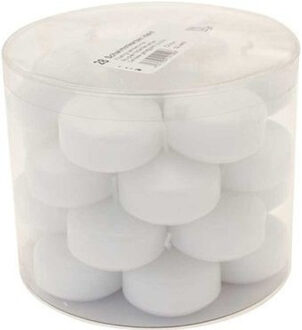 Enlightening Candles 28x Witte drijfkaarsen 5 cm 4 branduren - Geurloze kaarsen wit - Woondecoraties kaarsen