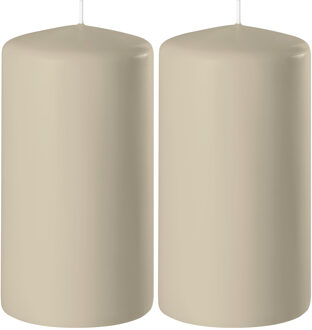 Enlightening Candles 2x Kaarsen beige 6 x 10 cm 36 branduren sfeerkaarsen - Stompkaarsen