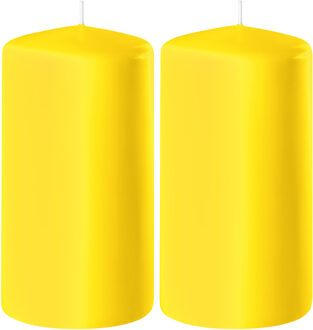 Enlightening Candles 2x Kaarsen geel 6 x 10 cm 36 branduren sfeerkaarsen - Stompkaarsen