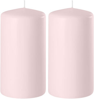 Enlightening Candles 2x Kaarsen lichtroze 6 x 15 cm 58 branduren sfeerkaarsen - Stompkaarsen