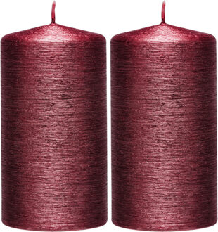 Enlightening Candles 2x Rode cilinderkaarsen/stompkaarsen 7 x 13 cm 25 branduren