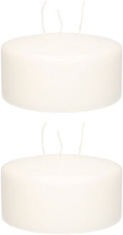 Enlightening Candles 2x stuks witte multi lonten kaars/mammoetkaars 15 x 8 cm 62 branduren - Stompkaarsen