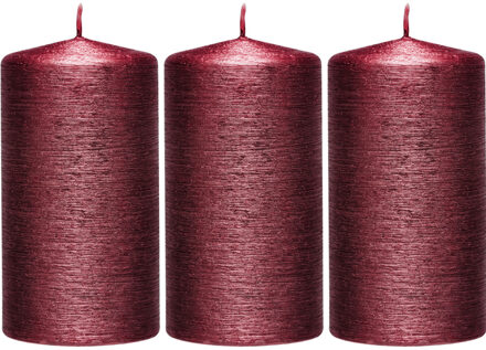 Enlightening Candles 3x Rode cilinderkaarsen/stompkaarsen 7 x 13 cm 25 branduren