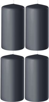 Enlightening Candles 4x Antraciet grijze cilinderkaarsen/stompkaarsen 6 x 15 cm 58 branduren