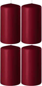 Enlightening Candles 4x Bordeauxrode cilinderkaarsen/stompkaarsen 6 x 10 cm 36 branduren