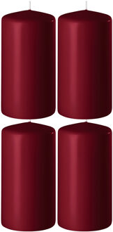 Enlightening Candles 4x Bordeauxrode cilinderkaarsen/stompkaarsen 6 x 8 cm 27 branduren