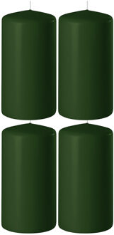 Enlightening Candles 4x Donkergroene cilinderkaarsen/stompkaarsen 6 x 10 cm 36 branduren