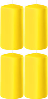 Enlightening Candles 4x Gele cilinderkaarsen/stompkaarsen 6 x 15 cm 58 branduren