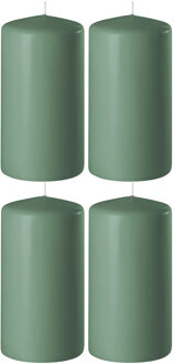 Enlightening Candles 4x Groene cilinderkaarsen/stompkaarsen 6 x 15 cm 58 branduren
