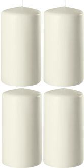 Enlightening Candles 4x Ivoorwitte cilinderkaarsen/stompkaarsen 6 x 15 cm 58 branduren