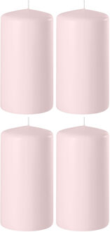 Enlightening Candles 4x Lichtroze cilinderkaarsen/stompkaarsen 6 x 15 cm 58 branduren