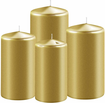 Enlightening Candles 4x stuks gouden stompkaarsen 8-10-12-15 cm - Stompkaarsen Goudkleurig