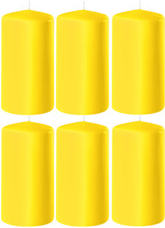 Enlightening Candles 6x Gele cilinderkaarsen/stompkaarsen 6 x 12 cm 45 branduren