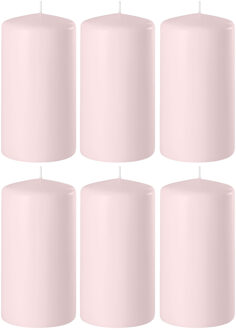 Enlightening Candles 6x Lichtroze cilinderkaarsen/stompkaarsen 6 x 15 cm 58 branduren