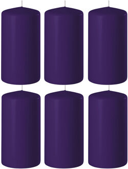 Enlightening Candles 6x Paarse cilinderkaarsen/stompkaarsen 6 x 8 cm 27 branduren