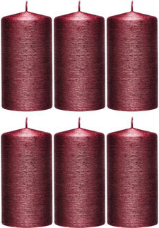 Enlightening Candles 6x Rode cilinderkaarsen/stompkaarsen 7 x 13 cm 25 branduren