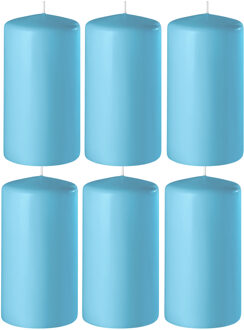 Enlightening Candles 6x Turquoise cilinderkaarsen/stompkaarsen 6 x 12 cm 45 branduren