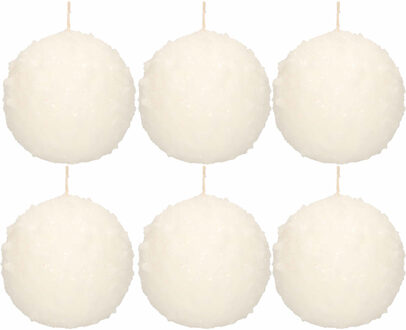 Enlightening Candles 6x Witte sneeuwbal bolkaarsen 10 cm 67 branduren