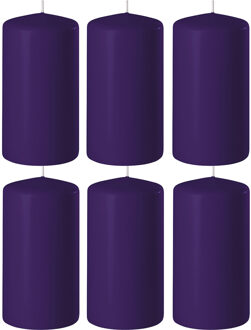 Enlightening Candles 8x Paarse cilinderkaarsen/stompkaarsen 6 x 8 cm 27 branduren