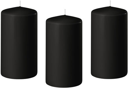 Enlightening Candles 8x Zwarte cilinderkaarsen/stompkaarsen 6 x 10 cm 36 branduren
