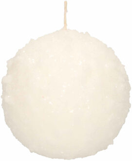 Enlightening Candles Bolkaars sneeuwbal - wit - D10 cm - 67 branduren - kaarsen - sneeuw kaars