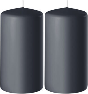 Enlightening Candles Cilinder/stompkaars - 2x - antraciet - D6 x H8 cm - 27 branduur