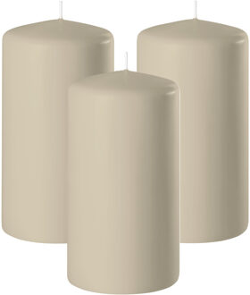 Enlightening Candles Cilinder/stompkaars - 3x - beige - D6 x H8 cm - 27 branduur