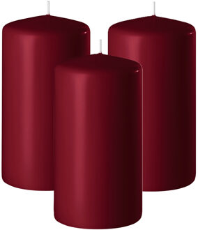 Enlightening Candles Cilinder/stompkaars - 3x - bordeaux rood - D8 x H12 cm - 45 branduur