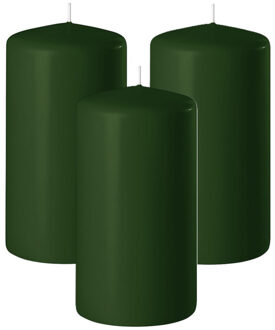 Enlightening Candles Cilinder/stompkaars - 3x - donkergroen - D6 x H8 cm - 27 branduur