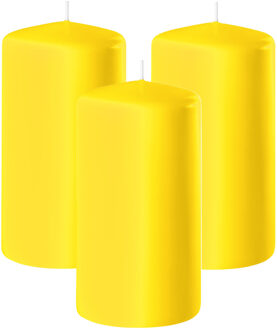 Enlightening Candles Cilinder/stompkaars - 3x - geel - D6 x H10 cm - 36 branduur