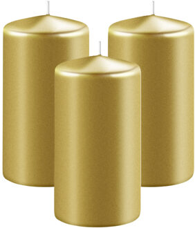 Enlightening Candles Cilinder/stompkaars - 3x - goud - D6 x H10 cm - 36 branduur