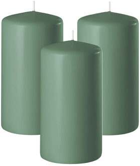 Enlightening Candles Cilinder/stompkaars - 3x - groen - D6 x H15 cm - 58 branduur