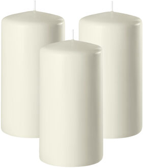Enlightening Candles Cilinder/stompkaars - 3x - ivoor wit - D6 x H10 cm - 36 branduur