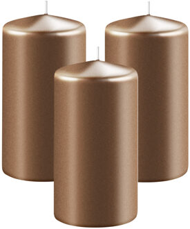 Enlightening Candles Cilinder/stompkaars - 3x - koper - D6 x H15 cm - 58 branduur