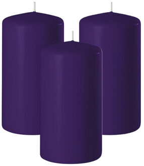 Enlightening Candles Cilinder/stompkaars - 3x - paars - D6 x H10 cm - 36 branduur