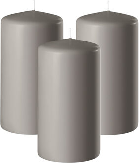 Enlightening Candles Cilinder/stompkaars - 3x - zand/grijs - D6 x H8 cm - 27 branduur